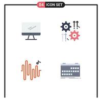 Editable Vector Line Pack of 4 Simple Flat Icons of computer arrow imac gear sine Editable Vector Design Elements