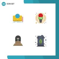 Modern Set of 4 Flat Icons Pictograph of writing celebration story journalist cross Editable Vector Design Elements