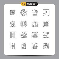 16 Universal Outlines Set for Web and Mobile Applications award leaf furniture canada map Editable Vector Design Elements