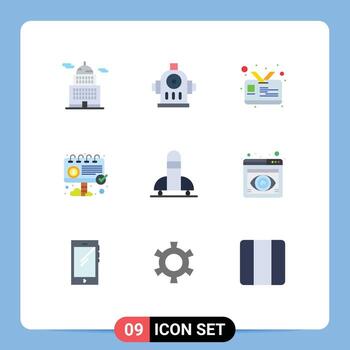 Flat Color Pack of 9 Universal Symbols of space science id rocket ad Editable Vector Design Elements