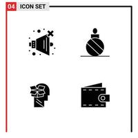 Pictogram Set of 4 Simple Solid Glyphs of no data ball decoration male Editable Vector Design Elements