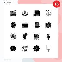 Pictogram Set of 16 Simple Solid Glyphs of appliances flower add anemone flower hardware Editable Vector Design Elements