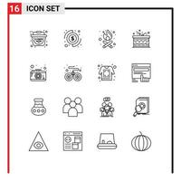 16 Creative Icons Modern Signs and Symbols of controller camera fire photo announcement Editable Vector Design Elements