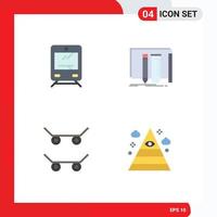 User Interface Pack of 4 Basic Flat Icons of train skateboard travel fab eye Editable Vector Design Elements