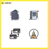 Set of 4 Modern UI Icons Symbols Signs for building note connected business cash Editable Vector Design Elements