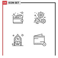 Line Pack of 4 Universal Symbols of cash muslim configure setting prayer Editable Vector Design Elements