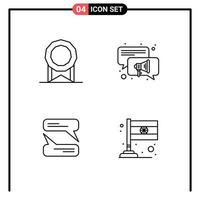 Set of 4 Modern UI Icons Symbols Signs for bonus country conversation chatting india Editable Vector Design Elements