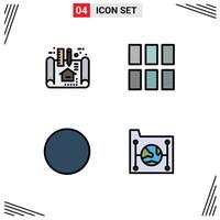 User Interface Pack of 4 Basic Filledline Flat Colors of apartment round scheme image data Editable Vector Design Elements