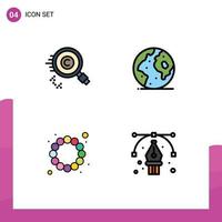 Editable Vector Line Pack of 4 Simple Filledline Flat Colors of content world owner globe carnival Editable Vector Design Elements