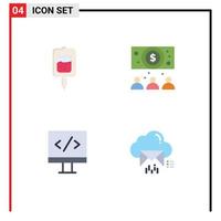 4 Flat Icon concept for Websites Mobile and Apps blood development samples online mail Editable Vector Design Elements