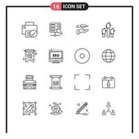 16 Universal Outline Signs Symbols of intent desire hand business receive Editable Vector Design Elements