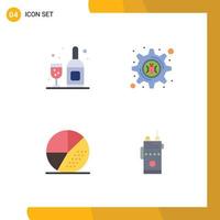 Pack of 4 Modern Flat Icons Signs and Symbols for Web Print Media such as drink search cyber crime engine walkie Editable Vector Design Elements