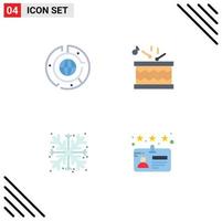 Set of 4 Vector Flat Icons on Grid for big christmas data instrument snowflake Editable Vector Design Elements