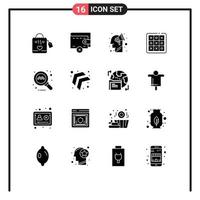 Modern Set of 16 Solid Glyphs and symbols such as search game plan tic tac toe toe Editable Vector Design Elements