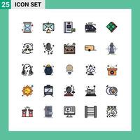 Universal Icon Symbols Group of 25 Modern Filled line Flat Colors of decor tunnel book transport learning Editable Vector Design Elements