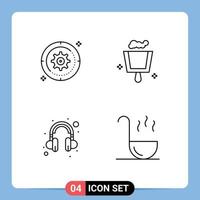 4 Creative Icons Modern Signs and Symbols of setting help wheel dustpan kitchen Editable Vector Design Elements