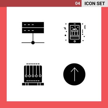 conjunto de glifos sólidos universales para aplicaciones web y móviles servidor de teléfono de administración péndulo de regalo elementos de diseño vectorial editables vector