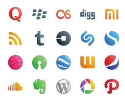 20 Social Media Icon Pack Including pepsi google earth uber open source simple vector