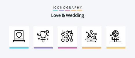 paquete de iconos de la línea 5 de amor y boda que incluye amor. disco. amar. amante. diseño de iconos creativos vector