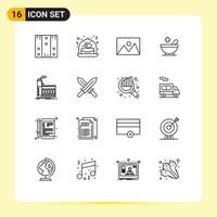 Stock Vector Icon Pack of 16 Line Signs and Symbols for factory patient gift medical house Editable Vector Design Elements