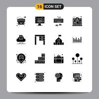 Pack of 16 creative Solid Glyphs of cloud digital dashboard concept typing Editable Vector Design Elements