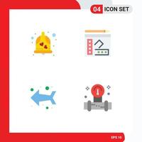 Pack of 4 Modern Flat Icons Signs and Symbols for Web Print Media such as bell left wedding bell copy manometer Editable Vector Design Elements