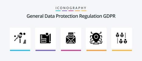 Gdpr Glyph 5 Icon Pack Including location . mail. page . gdpr . email. Creative Icons Design vector