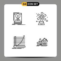 Set of 4 Vector Filledline Flat Colors on Grid for install windmill save farming chart Editable Vector Design Elements