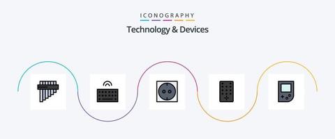 Devices Line Filled Flat 5 Icon Pack Including . socket. gameboy. console vector