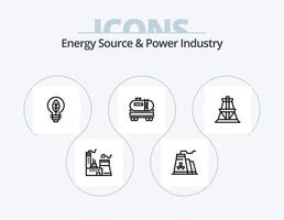 fuente de energía y línea de la industria de energía icono paquete 5 diseño de iconos. industria. línea. verde. gas. tubería vector