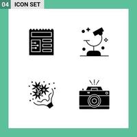 Universal Icon Symbols Group of 4 Modern Solid Glyphs of document flower biology research love Editable Vector Design Elements