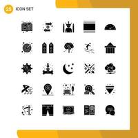 Set of 25 Modern UI Icons Symbols Signs for vertical layout celebrity flow winner Editable Vector Design Elements