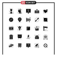 Mobile Interface Solid Glyph Set of 25 Pictograms of board open user programing design Editable Vector Design Elements