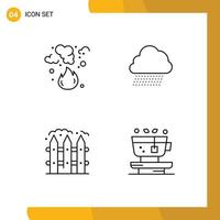 Pictogram Set of 4 Simple Filledline Flat Colors of burn farm pollution cloud fence Editable Vector Design Elements