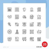 Group of 25 Modern Lines Set for news pin shield map data Editable Vector Design Elements