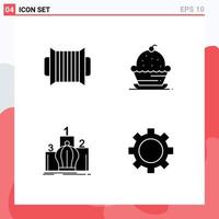 Editable Vector Line Pack of 4 Simple Solid Glyphs of accordion crown music muffin leadership Editable Vector Design Elements