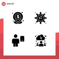 Stock Vector Icon Pack of 4 Line Signs and Symbols for dollar body advertising marketing human Editable Vector Design Elements