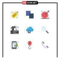 Universal Icon Symbols Group of 9 Modern Flat Colors of cloud summer media hose flush Editable Vector Design Elements