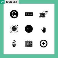 9 Universal Solid Glyph Signs Symbols of stop multimedia dashboard buttons sport Editable Vector Design Elements