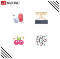 Mobile Interface Flat Icon Set of 4 Pictograms of medical entertainment cargo shipping mask Editable Vector Design Elements