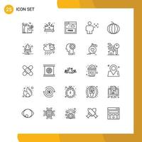 Set of 25 Modern UI Icons Symbols Signs for fruit image access human avatar Editable Vector Design Elements