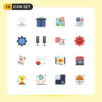 Pictogram Set of 16 Simple Flat Colors of page data present destination location Editable Pack of Creative Vector Design Elements