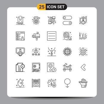 Concepto de 25 líneas para sitios web, dispositivos móviles y aplicaciones, protección de seguros, control de alternancia global, elementos de diseño de vectores editables