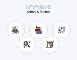 paquete de iconos llenos de línea de ciencia y escuela 5 diseño de iconos. nano monitor. escribiendo. redacción de artículos vector