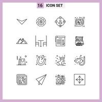 Set of 16 Modern UI Icons Symbols Signs for seo speech marketing money procrastination distractions Editable Vector Design Elements