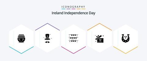 Ireland Independence Day 25 Glyph icon pack including golden. ireland. banner. box. irish vector