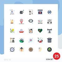 Universal Icon Symbols Group of 25 Modern Flat Colors of management business education error web Editable Vector Design Elements