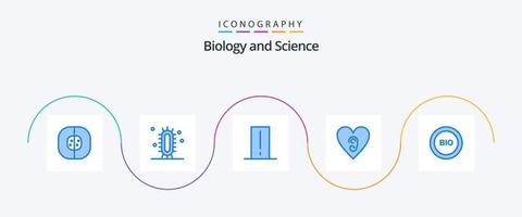 paquete de iconos de biología azul 5 que incluye amor. oído. ciencia. medida de luz electrónica vector