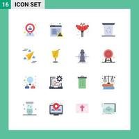 Set of 16 Vector Flat Colors on Grid for paper web meat journey recycle been Editable Pack of Creative Vector Design Elements