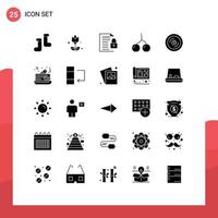 Set of 25 Modern UI Icons Symbols Signs for cake love padlock heart food Editable Vector Design Elements